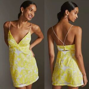 Anthropologie / NWT Maeve Strappy lace mini dress yellow